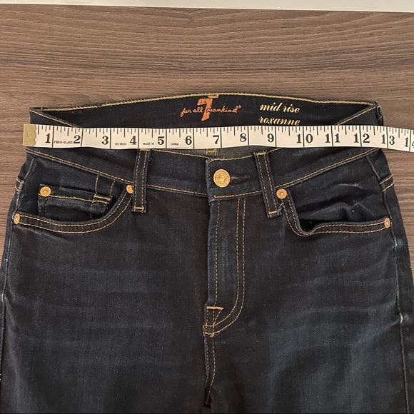 7 For All Mankind Slim Illusion Mid Rise Roxanne Skinny Jeans Classic Dark - Picture 11 of 14